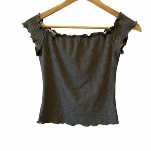 NWOT REBEL SUGAR Grey Cropped Ribbed Top XS